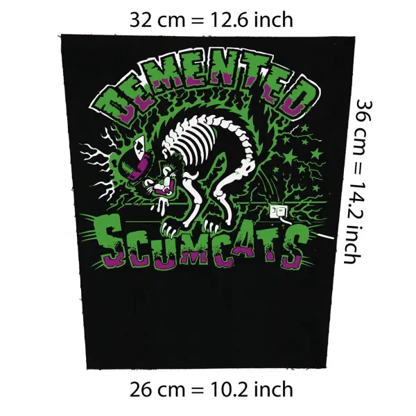 Demented Scumcats Big Back Patch - Psychobilly Band