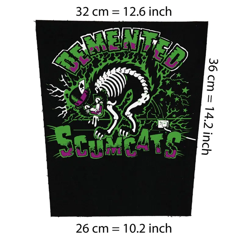 Demented Scumcats Big Back Patch - Psychobilly Band