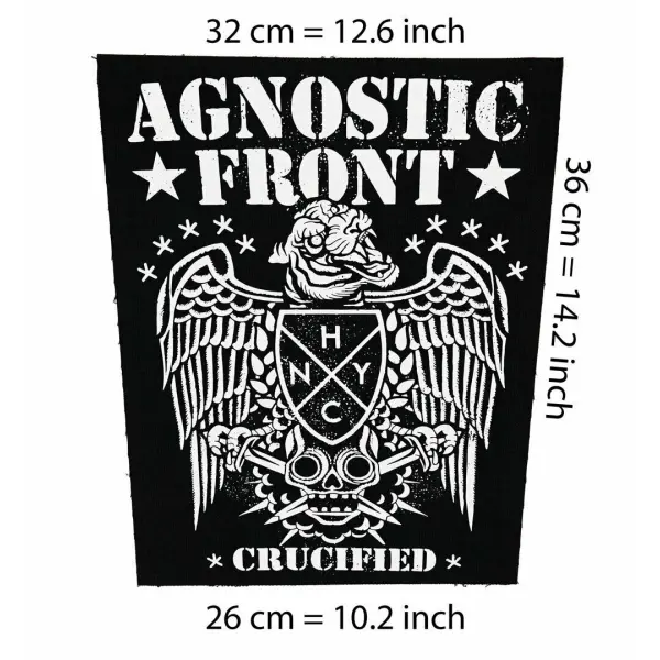 Back patch Agnostic Front crucified Backpatch pma Sick of it all Madball judge HC punk back patch 100% Canvas