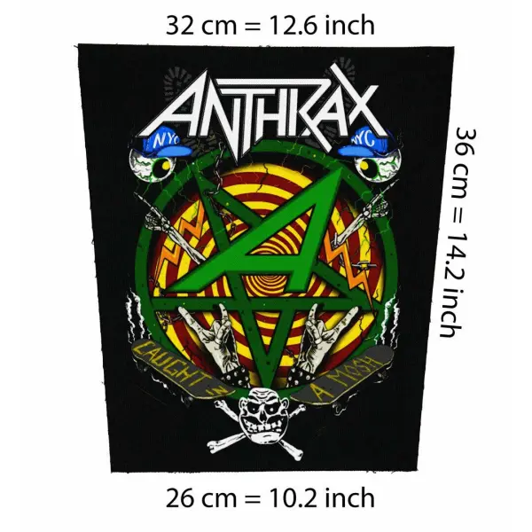 Back patch Anthrax - Caught in a mosh Big back patch,slayer,metallica,dri,skateboarding,thr,back patch 100% Canvas