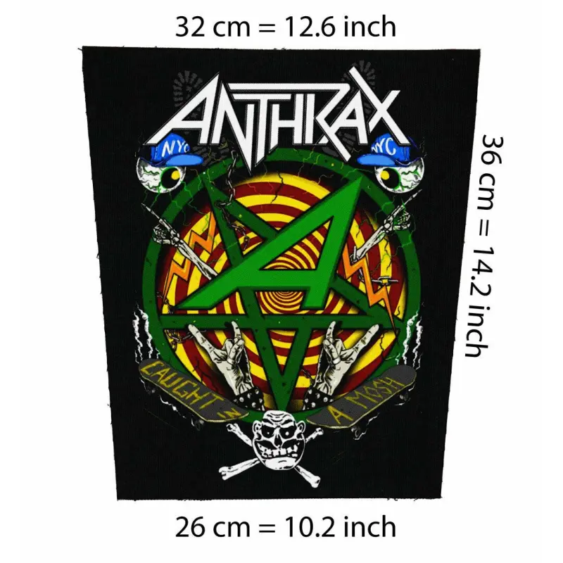 Back patch Anthrax - Caught in a mosh Big back patch,slayer,metallica,dri,skateboarding,thr,back patch 100% Canvas