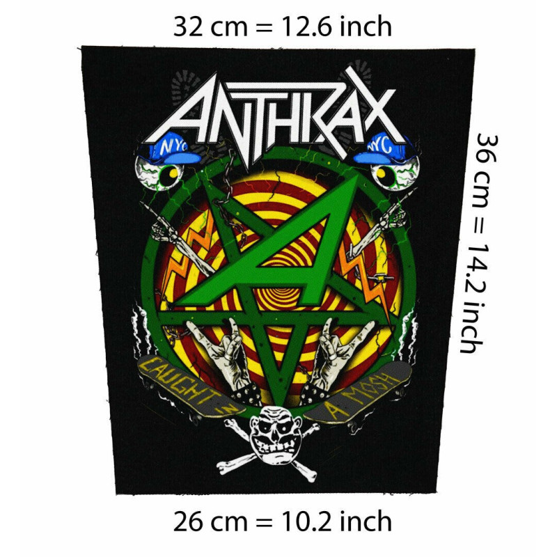 Back patch Anthrax - Caught in a mosh Big back patch,slayer,metallica,dri,skateboarding,thr,back patch 100% Canvas