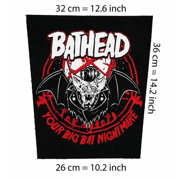 Back patch Bathead your big bat nightmare Big Backpatch Mad Sin Demented Are go Psychobilly, back patch 100% Canvas
