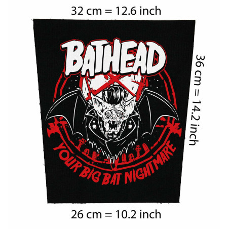 Back patch Bathead your big bat nightmare Big Backpatch Mad Sin Demented Are go Psychobilly, back patch 100% Canvas