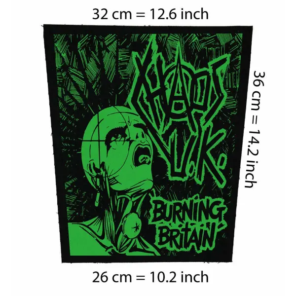 Back patch Chaos UK Big Back patch crust punk,The Casualties,Napalm Death,Extreme Noise Ter,Back patch 100% Canvas