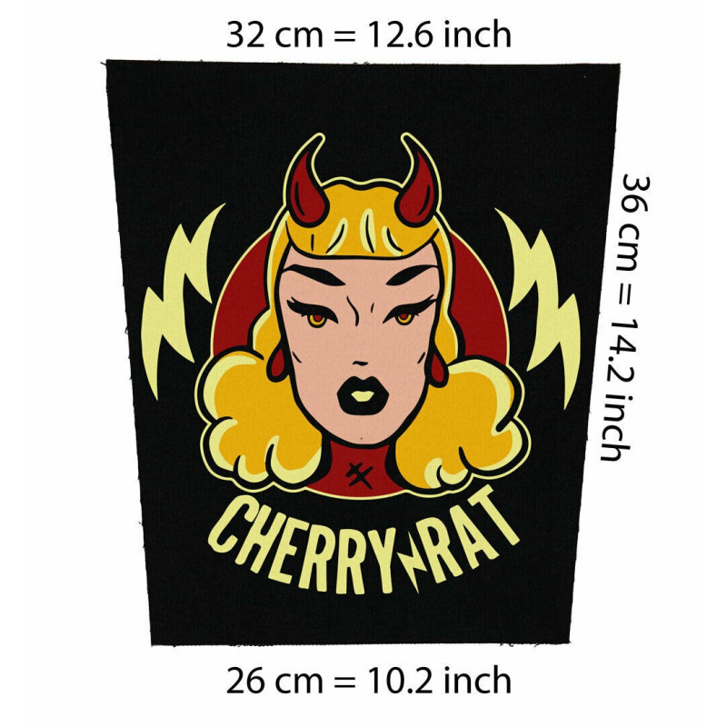 Back patch Cherry Rat Big backpatch psychobilly,rockabilly,Demented are go,Mad Sin,Demented,Back patch 100% Canvas