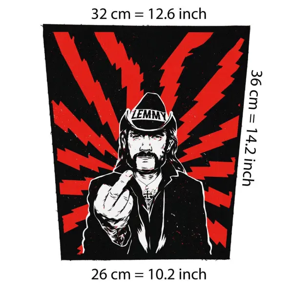 Back patch Lemmy middle finger Big back patch Exsodus,Overkill,AC-DC,Iron Maiden,Testament,1,Back patch 100% Canvas