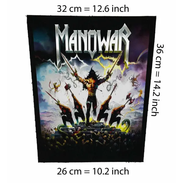 Back patch Manowar Big back patch,Motorhead,heavy metal,Therion,Hammerfall,Anthrax,Metallic,Back patch 100% Canvas