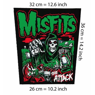 Back patch Misfits Attack,horror punk,Black Flag,Gorgeous Frankenstein 100% Canvas