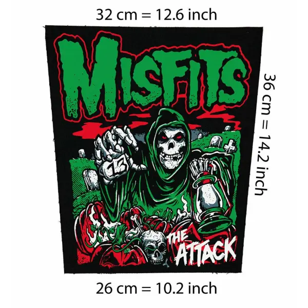 Back patch Misfits Attack,horror punk,Black Flag,Gorgeous Frankenstein 100% Canvas