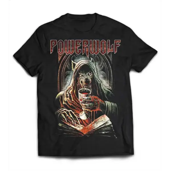 Powerwolf Werewolf Monk Blood Chalice T-Shirt – Dark Fantasy Graphic Tee