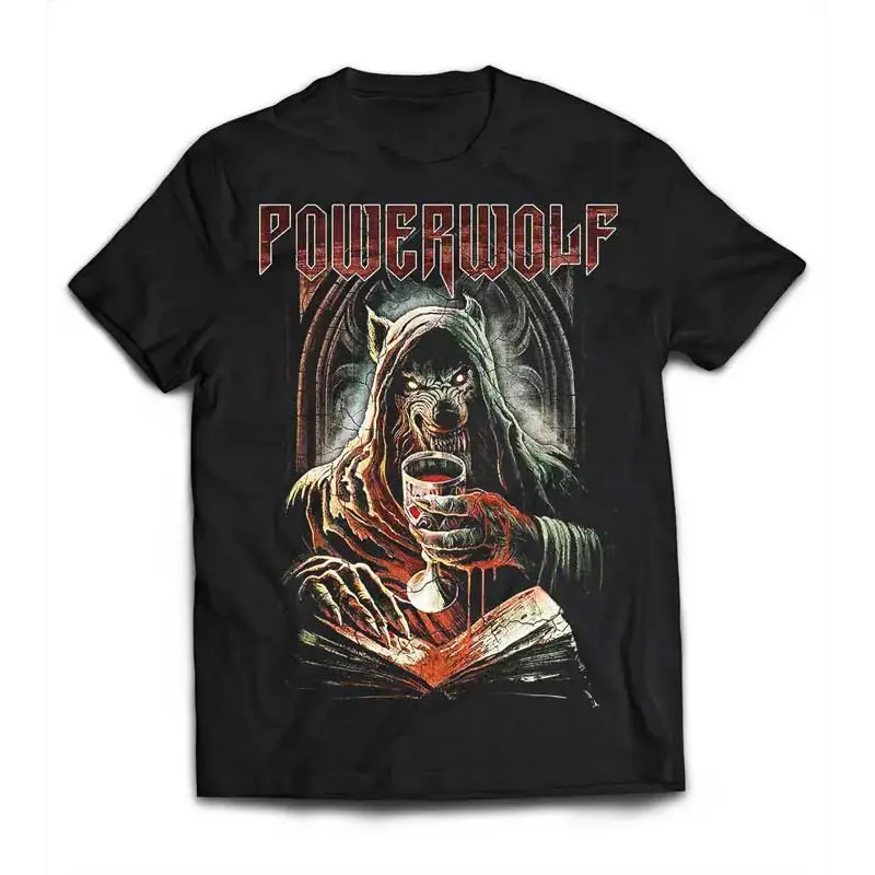 Powerwolf Werewolf Monk Blood Chalice T-Shirt – Dark Fantasy Graphic Tee